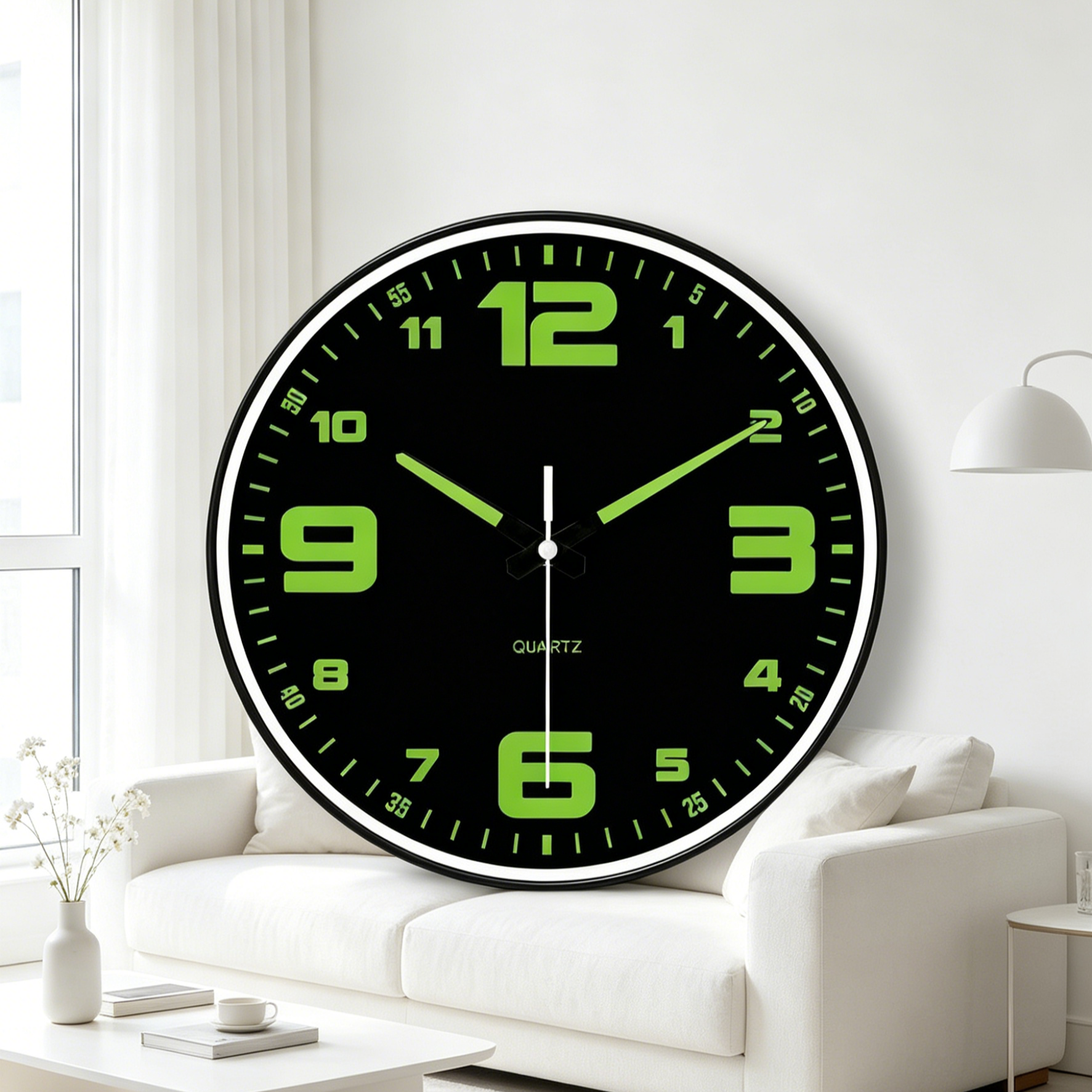 นาฬิกาแขวนผนัง 8 นิ้ว รุ่นเงียบพิเศษ | มีพรายน้ำสว่างกลางคืน | ดีไซน์มินิมอล ไม่รบกวนการนอน