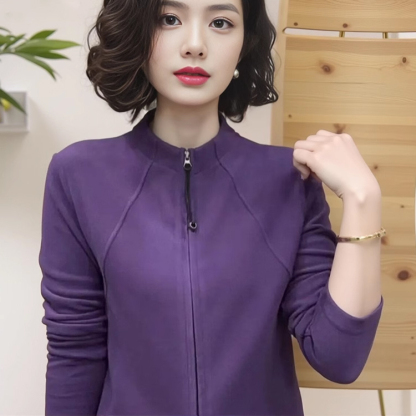 氣質顯瘦百搭女士拉鍊打底衫