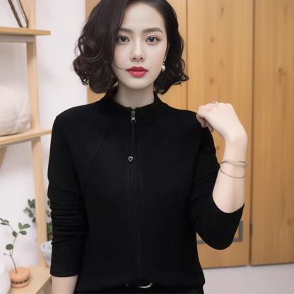 氣質顯瘦百搭女士拉鍊打底衫