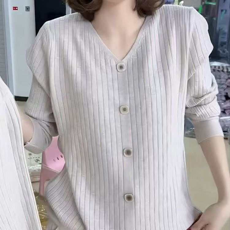 遮肉顯瘦寬鬆紐扣領針織衫