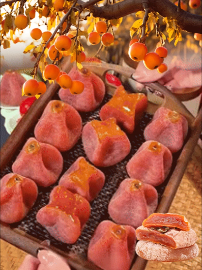 【古法吊曬】霜降流心柿餅，果肉飽滿多汁，咬下瞬間流心在嘴裡化開，甜潤不膩