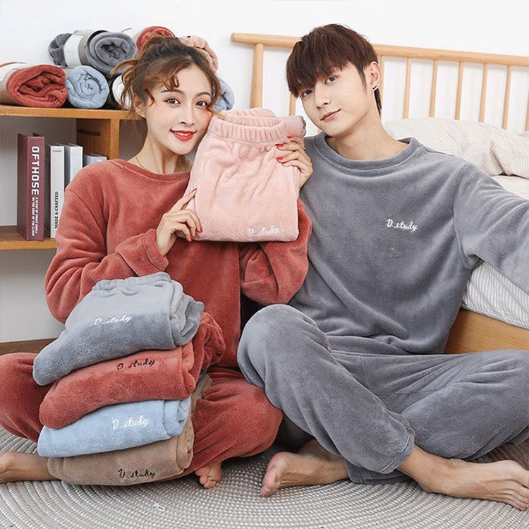 加厚升級男女同款珊瑚絨睡衣