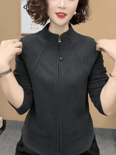 氣質顯瘦百搭女士拉鍊打底衫