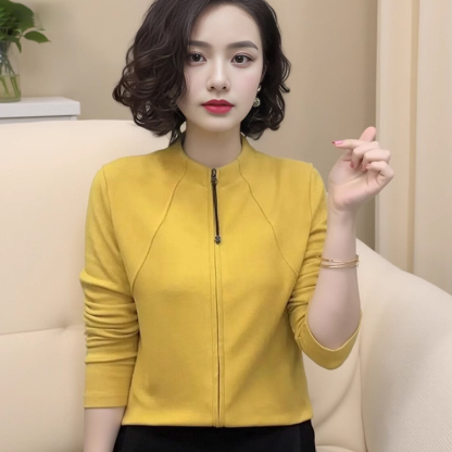氣質顯瘦百搭女士拉鍊打底衫