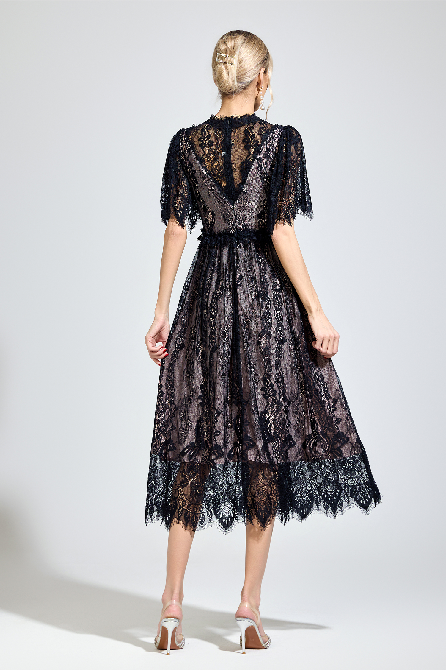 Spinoza Black Lace V-Neck Dress