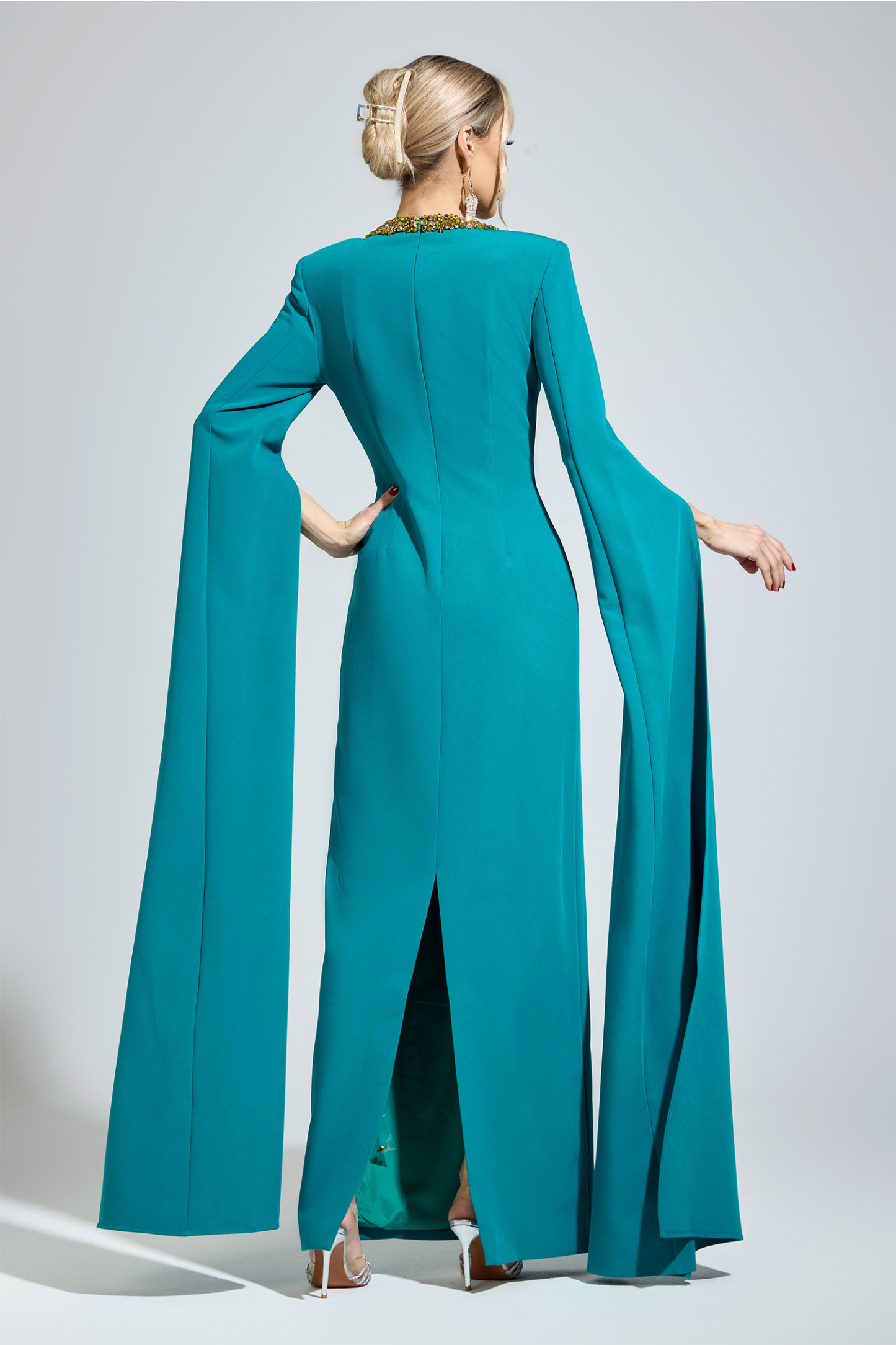 Bronte Green Dragging Sleeve Maxi Dress