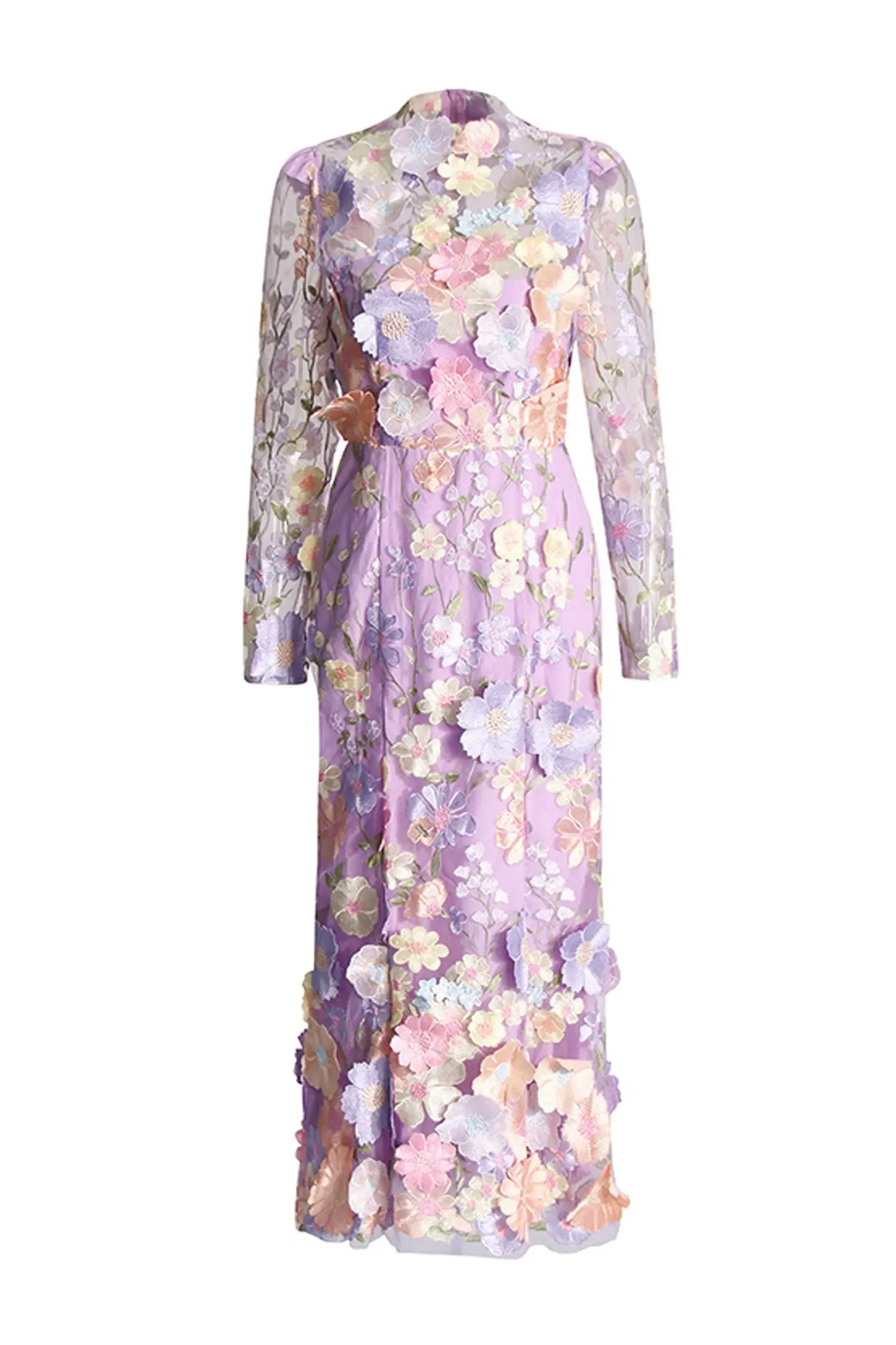 Priestley Purple Flower Embroidered Dress