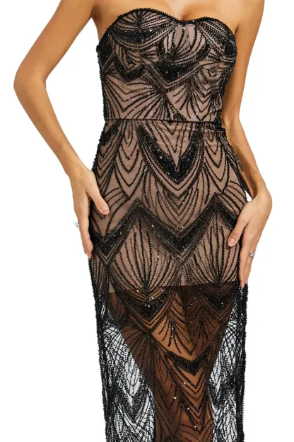 Webb Black Sequins Off Shoulder Dress