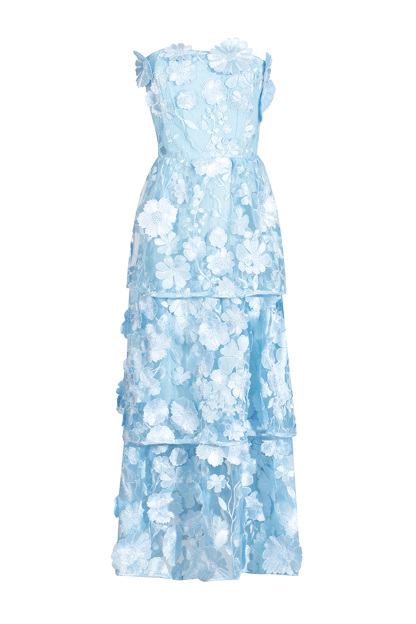 Garcia Blue Flower Off Shoulder Dress