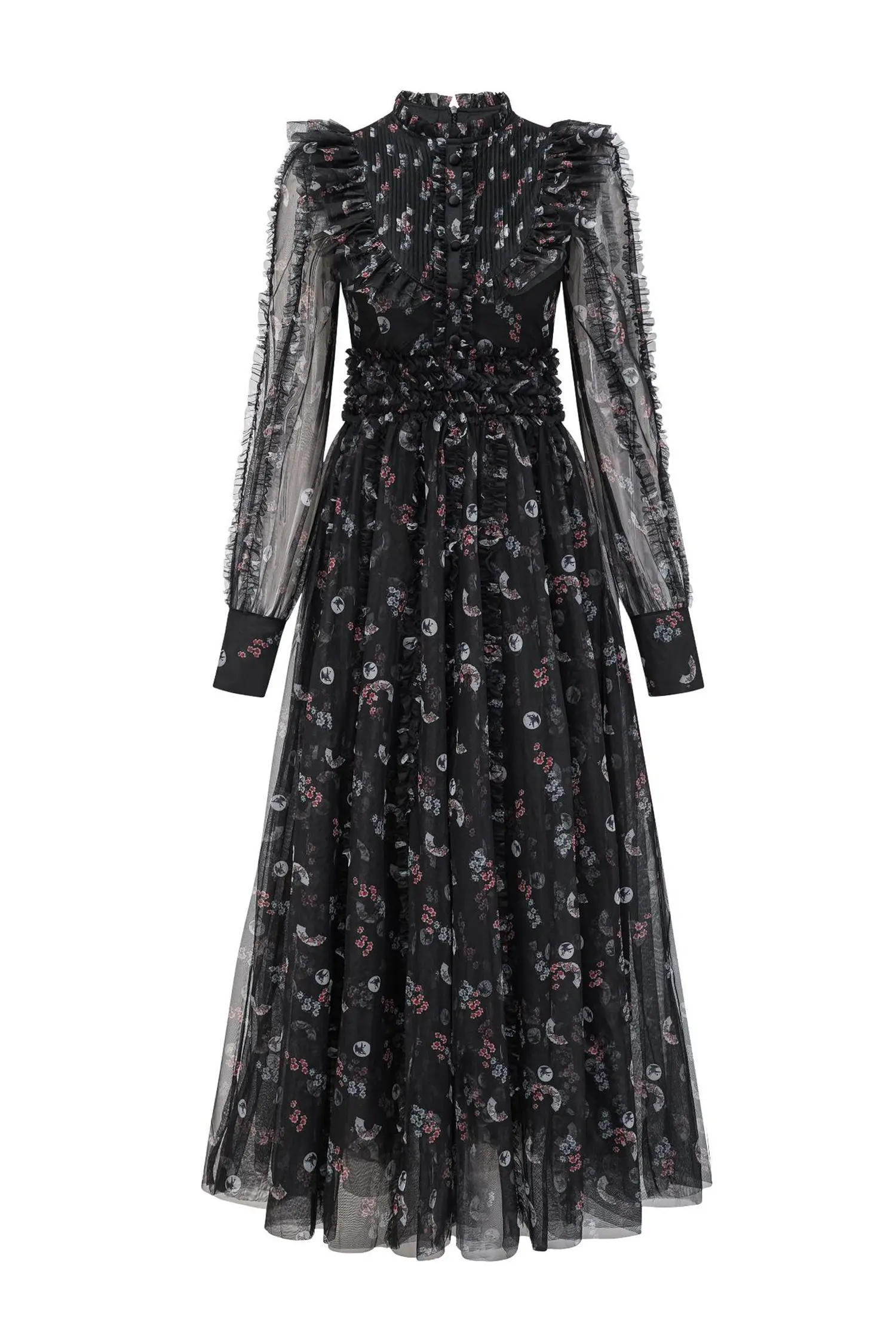 Bell Black Floral Long Sleeve Dress