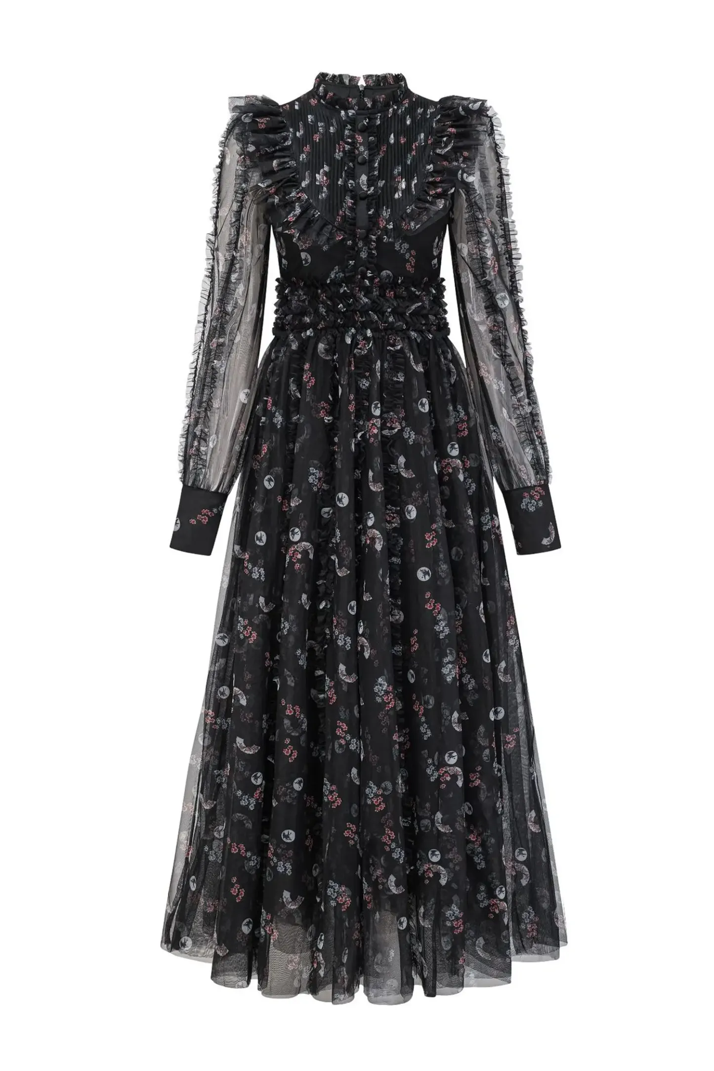 Bell Black Floral Long Sleeve Dress