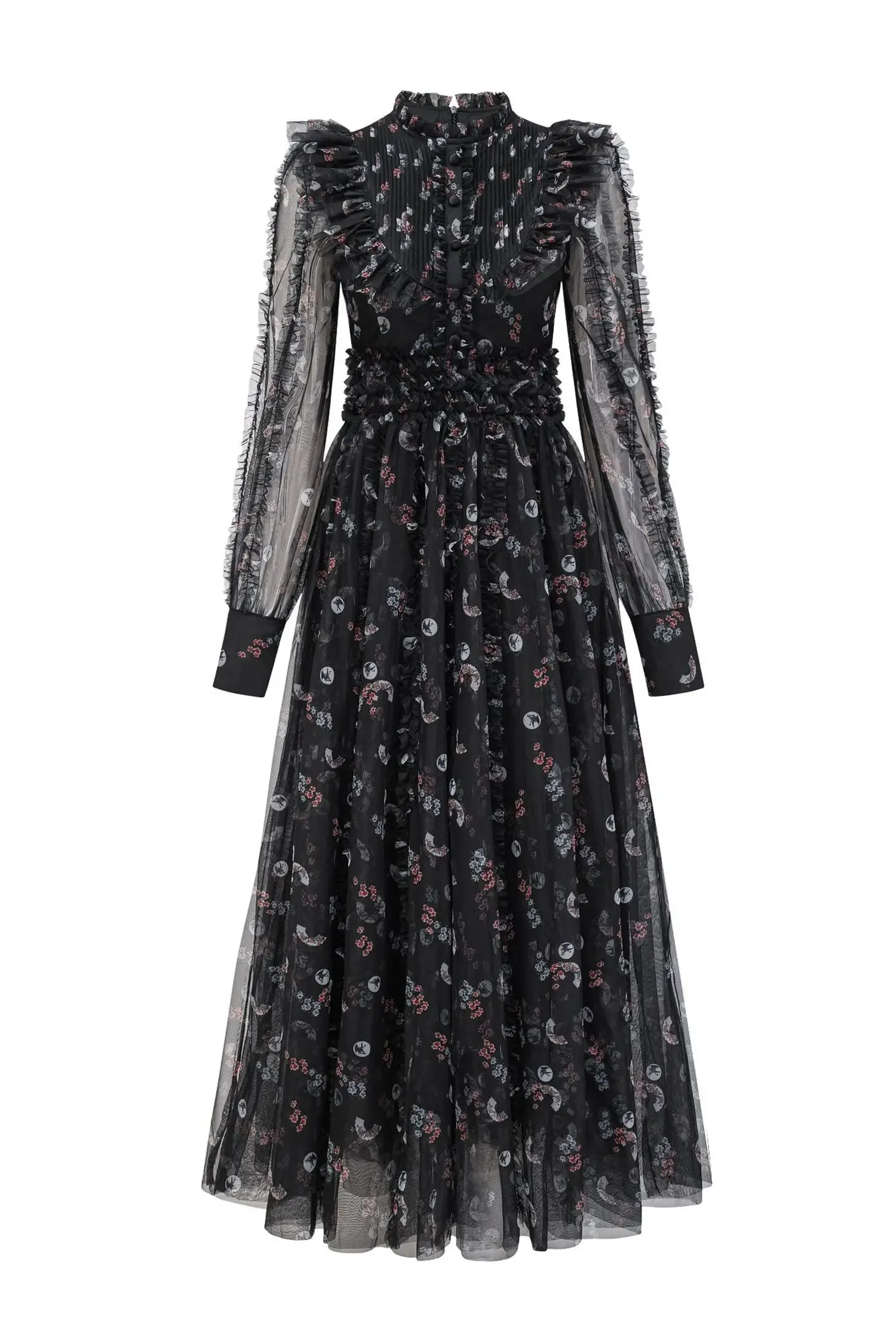 Bell Black Floral Long Sleeve Dress