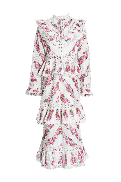 Eipstein Pink Floral Midi Dress