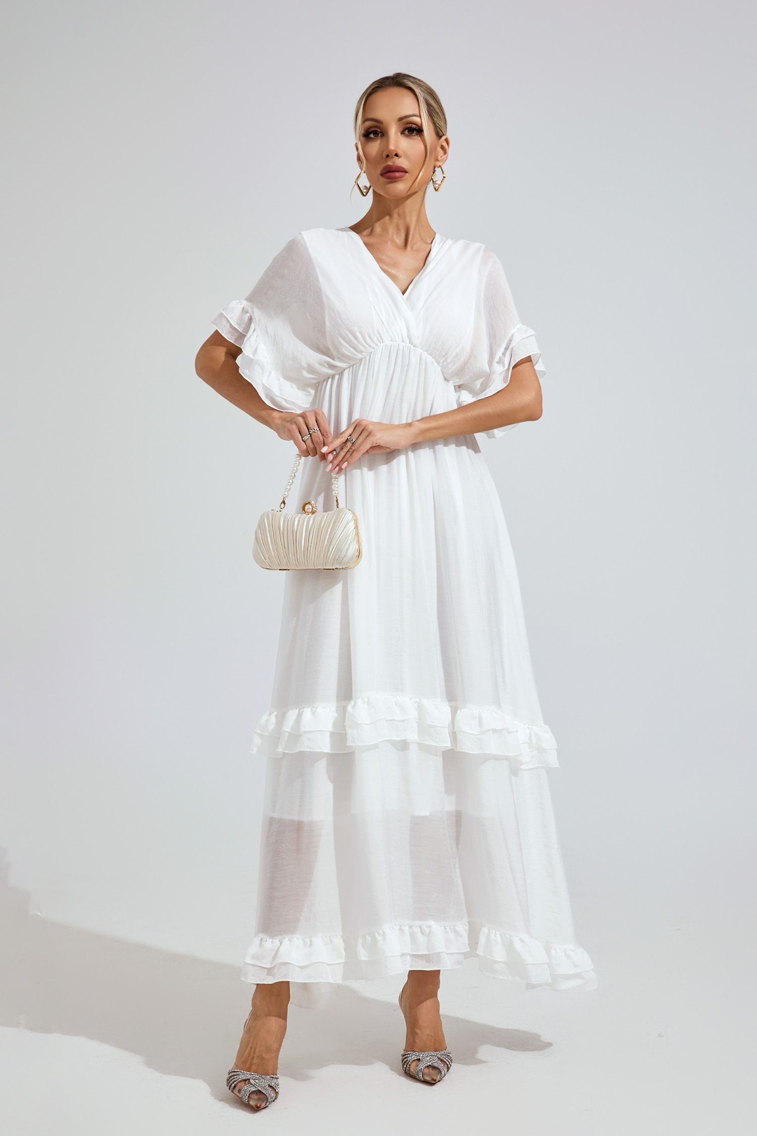 Taylor White A-line Skater Dress