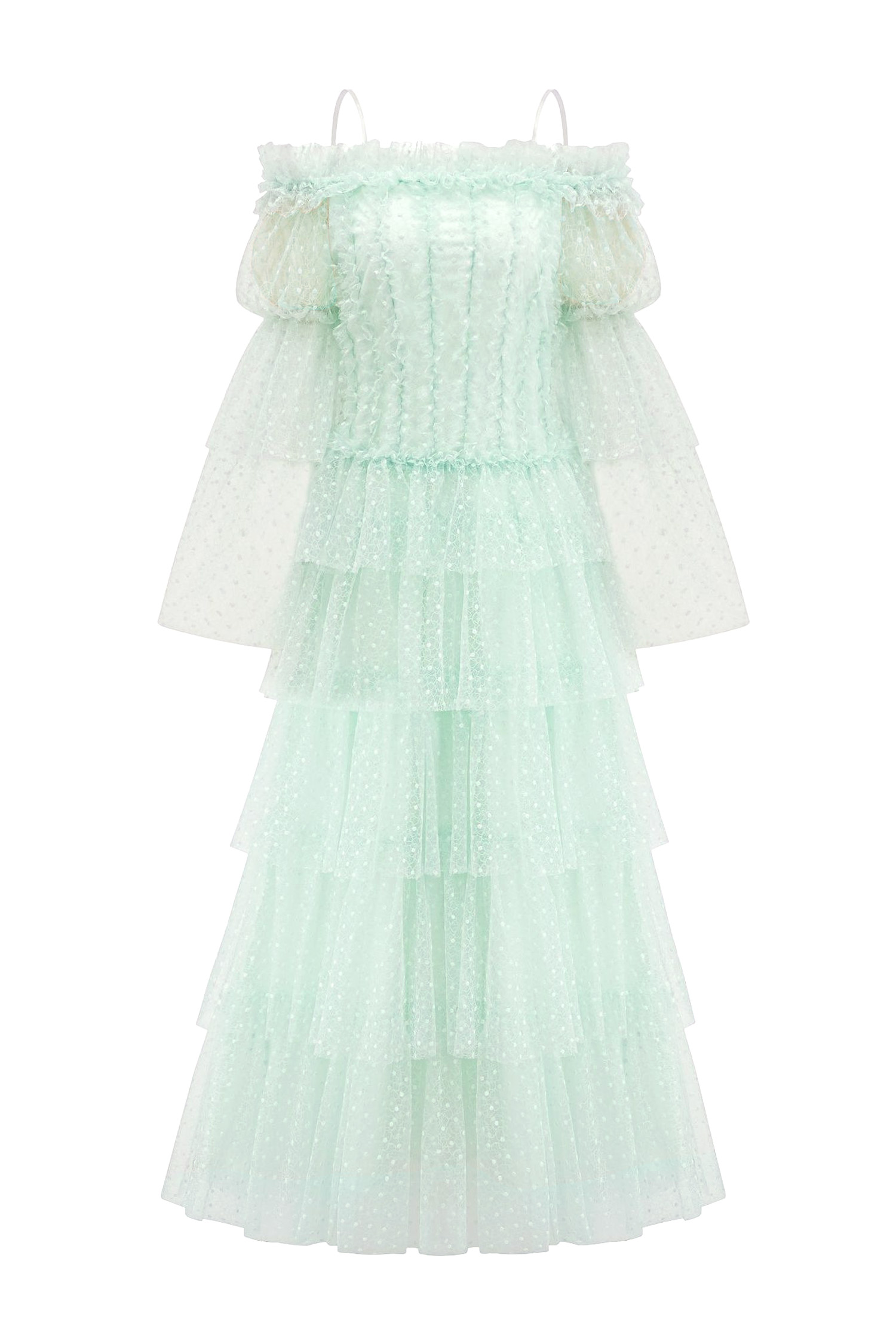Joule Green Mesh Tiered Dress