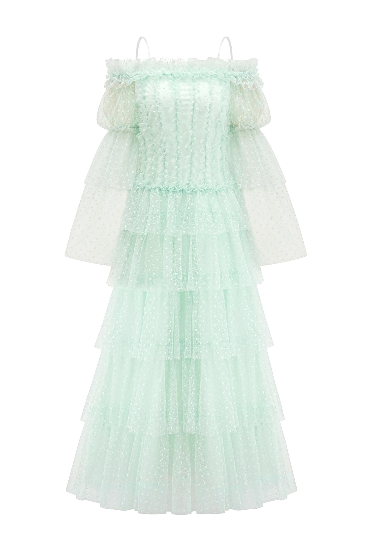 Joule Green Mesh Tiered Dress