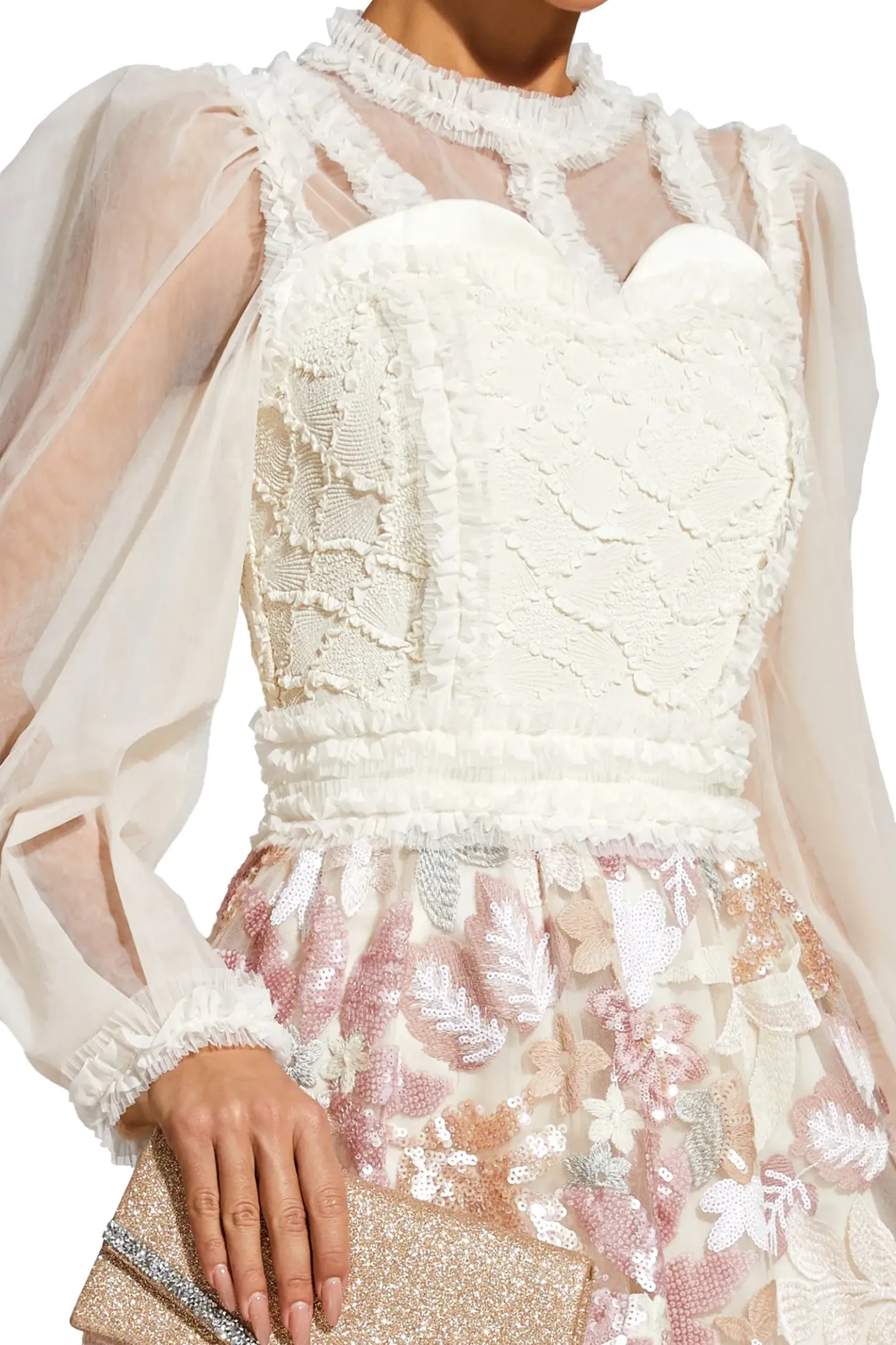 Hansen White Mesh Floral Dress