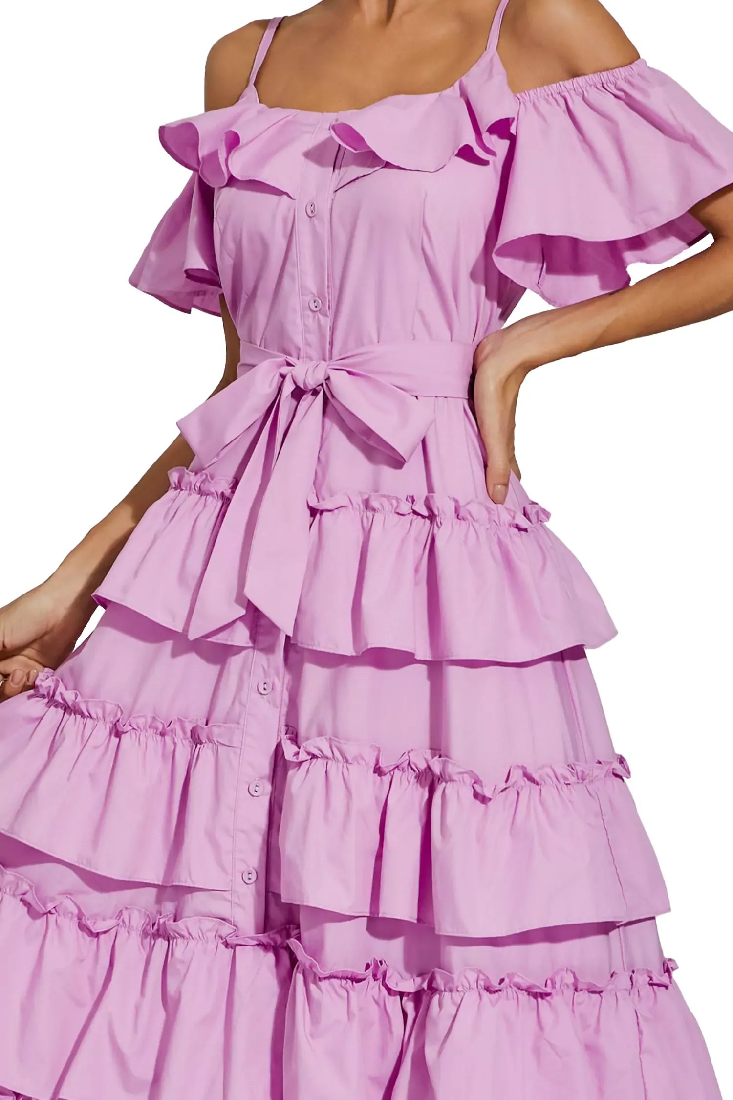Congreve Purple Tiered Slip Dress