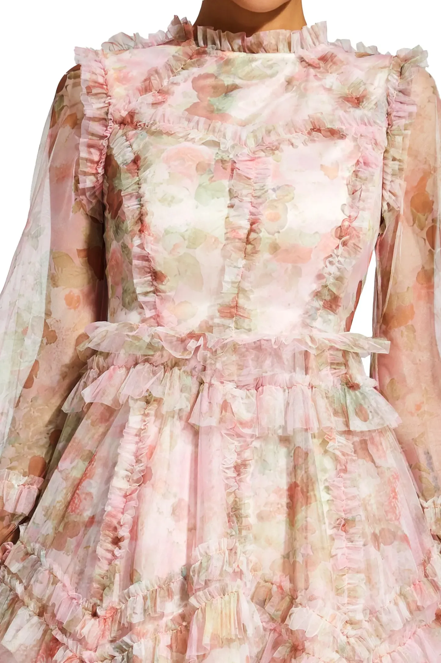 Leacock Pink Floral Mesh Dress