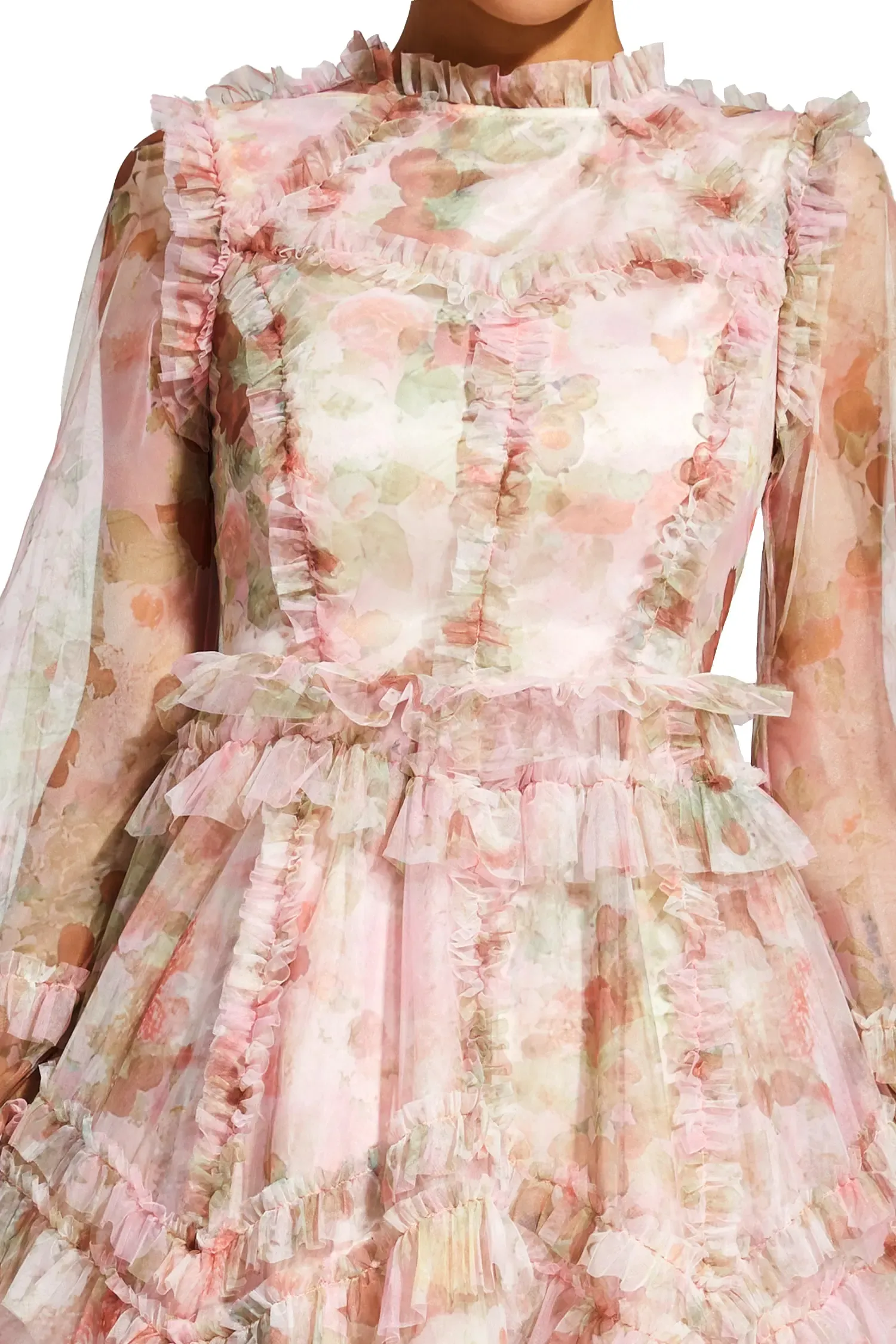Leacock Pink Floral Mesh Dress
