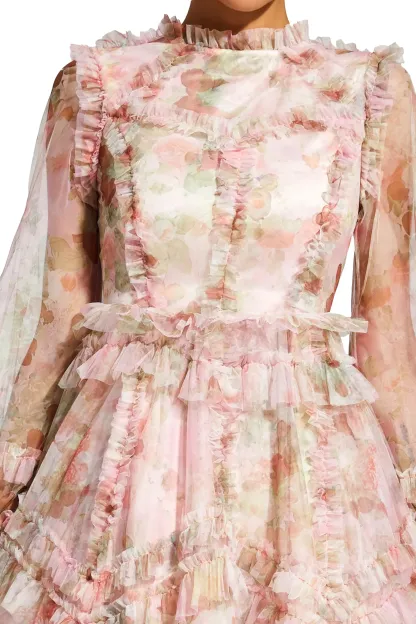 Leacock Pink Floral Mesh Dress