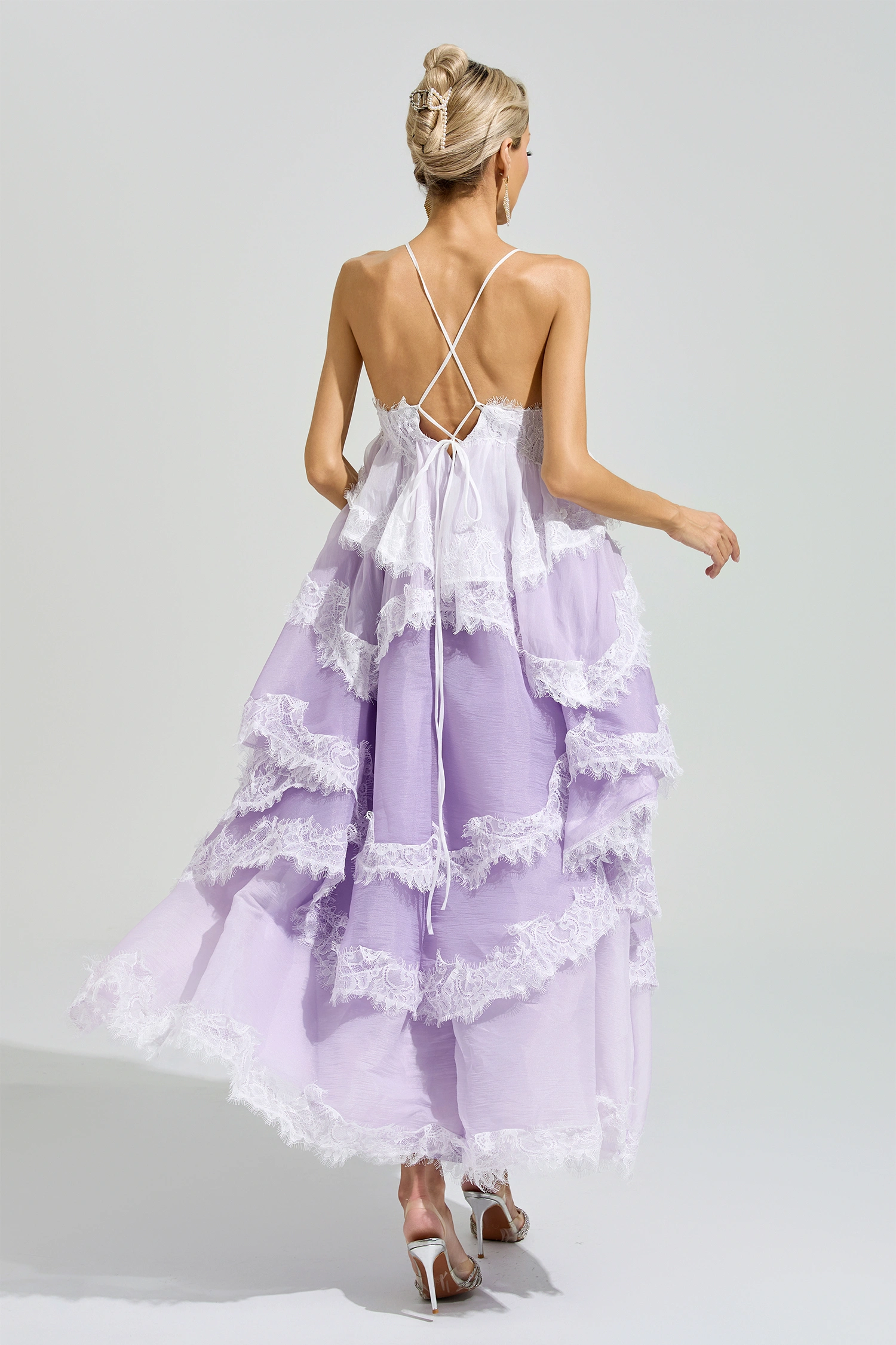 Kant Purple Lace Party Dress