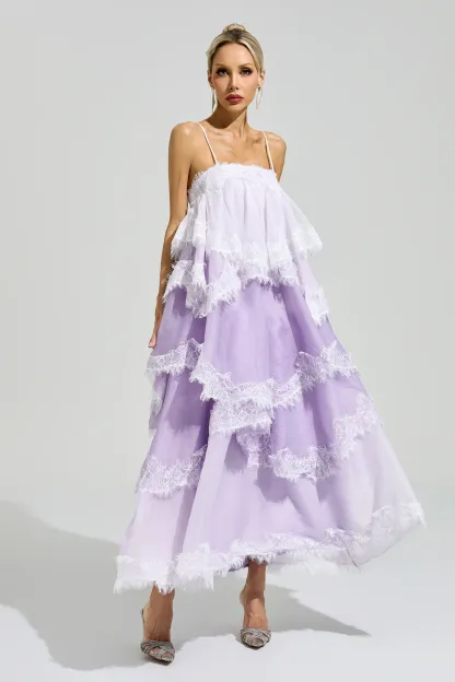 Kant Purple Lace Party Dress