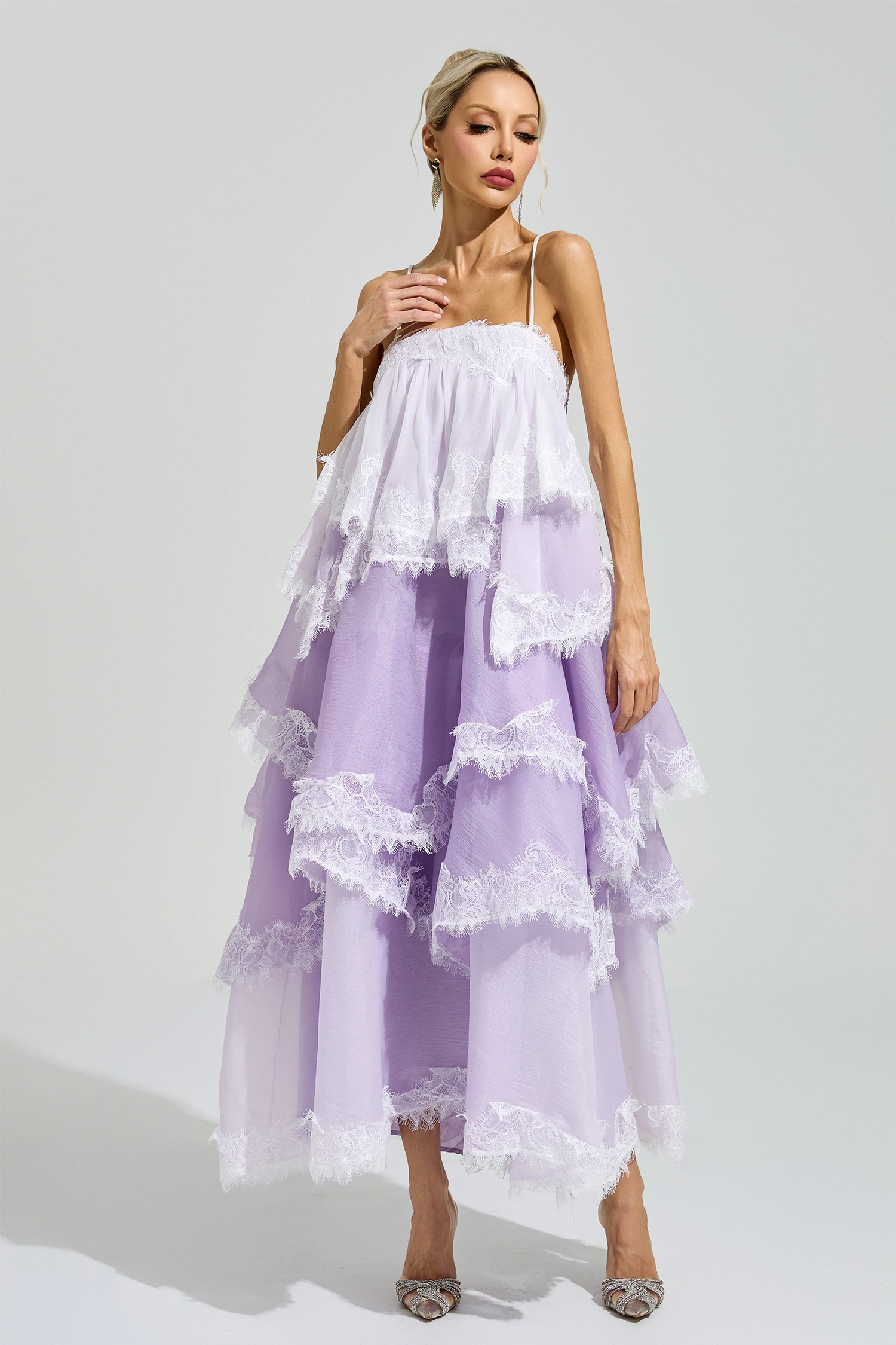 Kant Purple Lace Party Dress