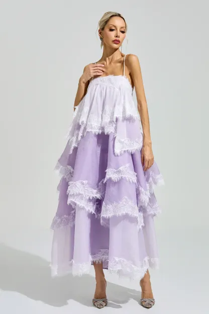 Kant Purple Lace Party Dress