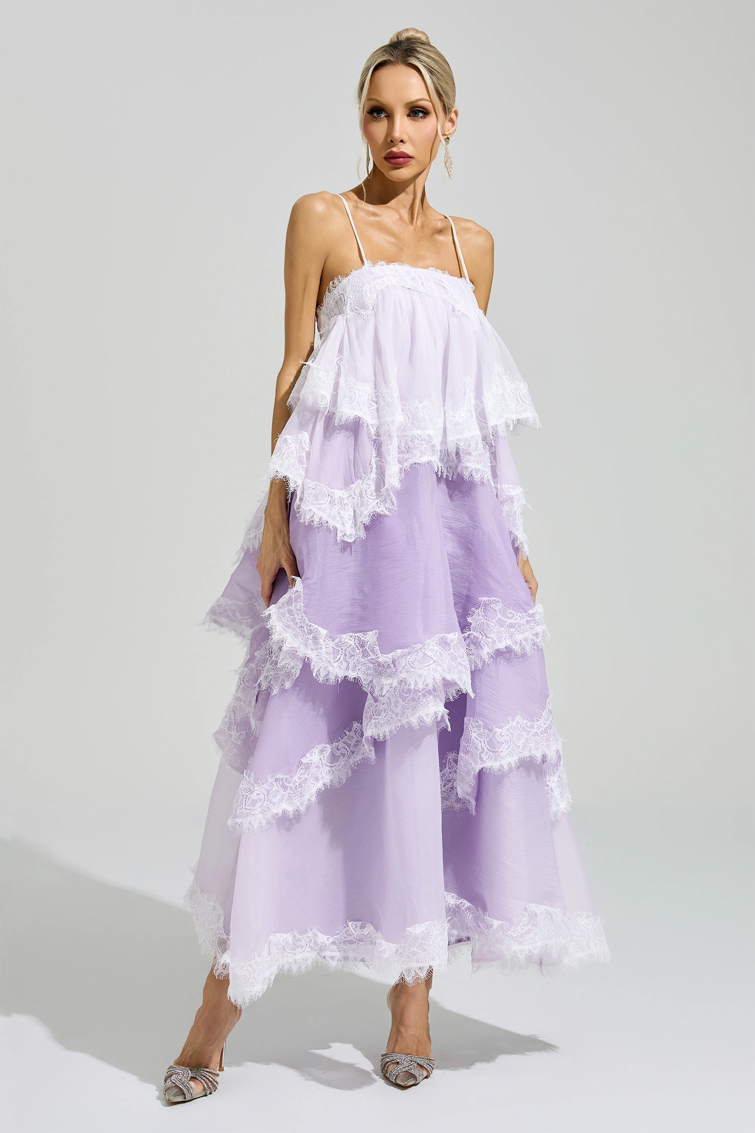 Kant Purple Lace Party Dress