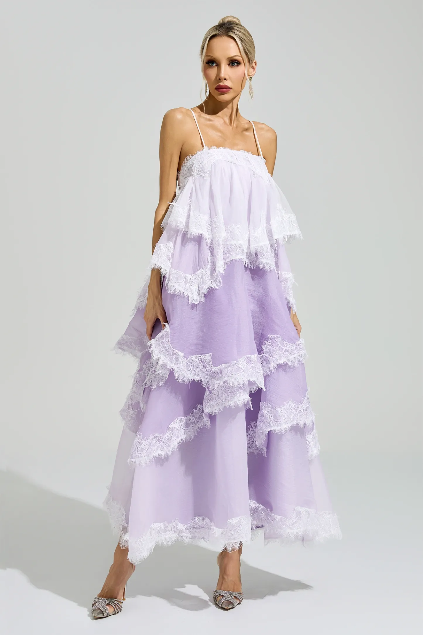 Kant Purple Lace Party Dress
