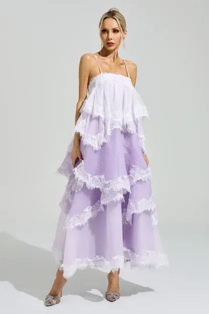 Kant Purple Lace Party Dress