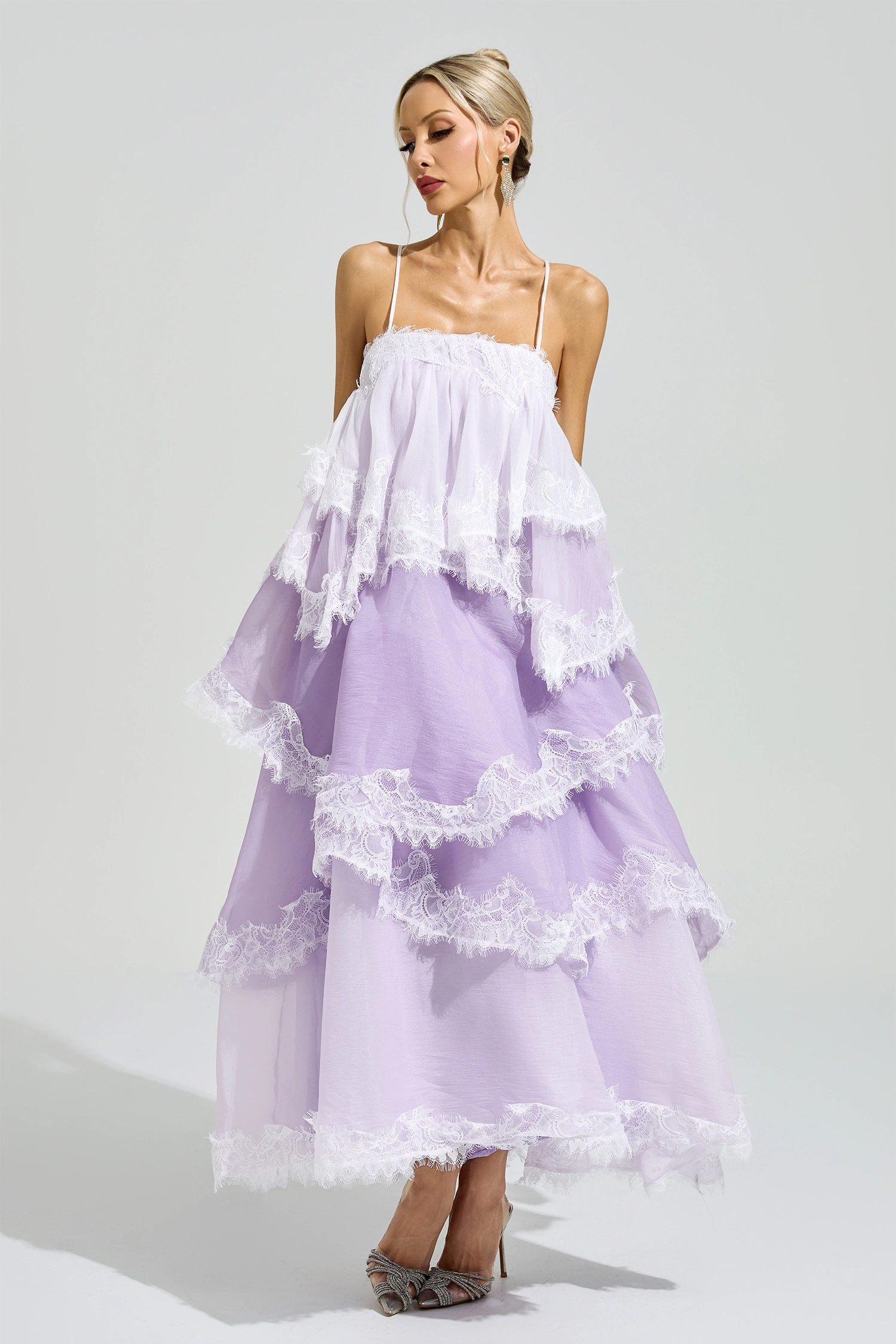 Kant Purple Lace Party Dress