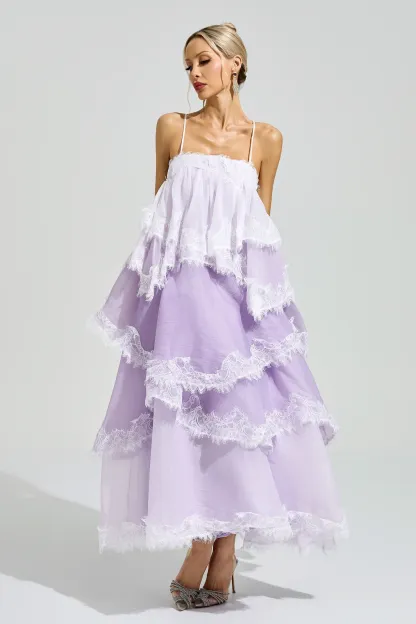 Kant Purple Lace Party Dress