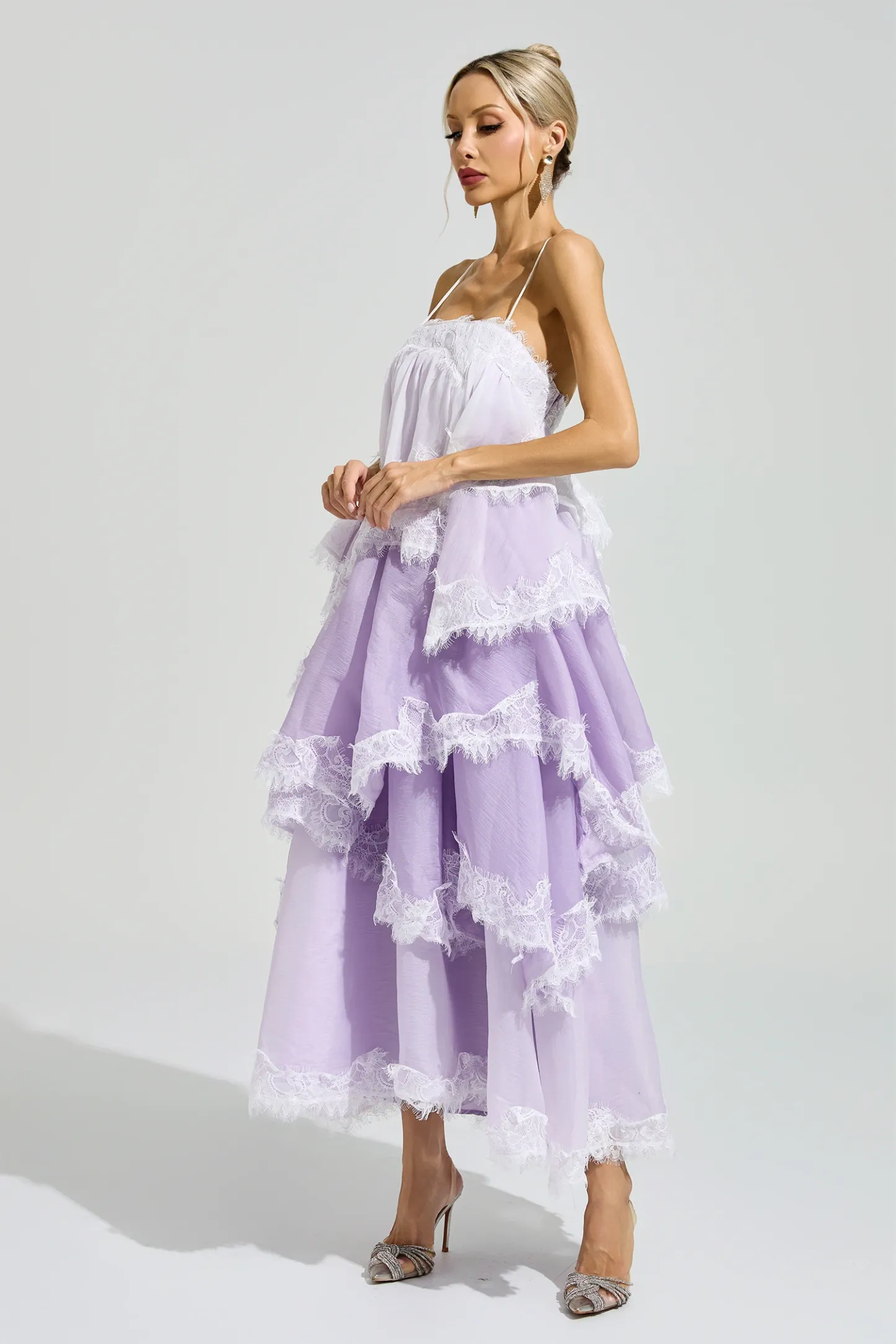 Kant Purple Lace Party Dress