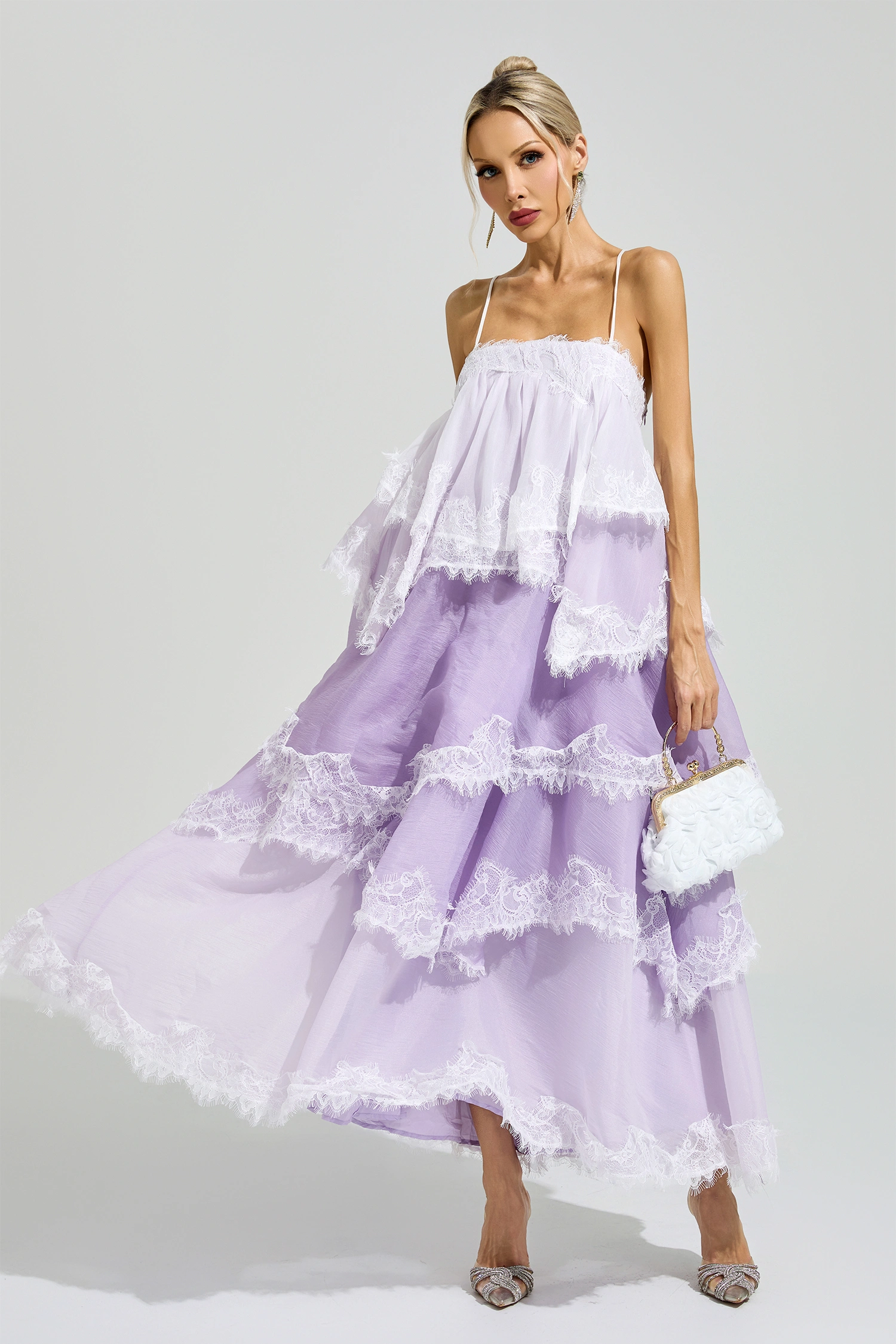Kant Purple Lace Party Dress