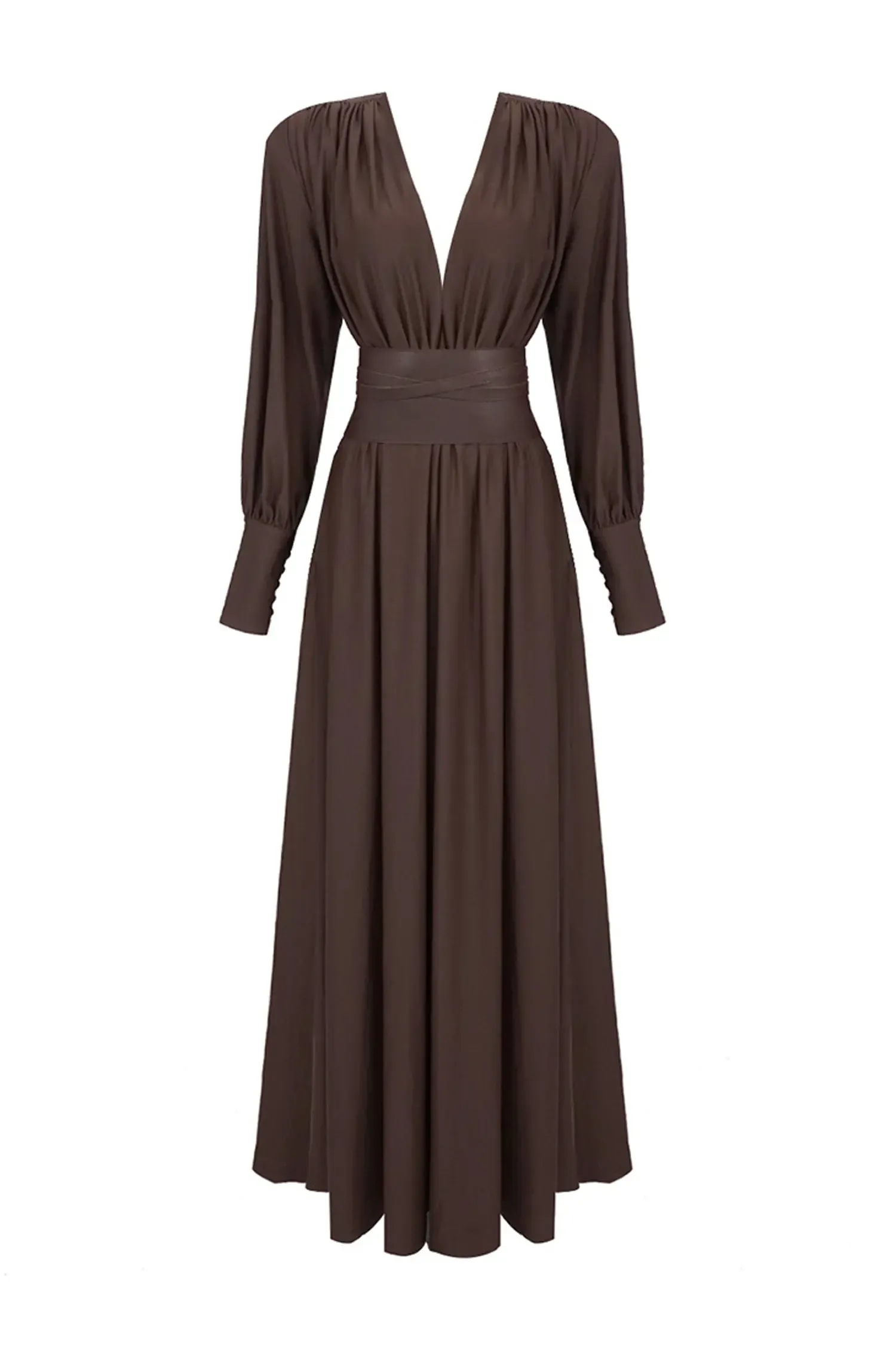 Ralph Brown Corseted Maxi Dress