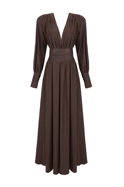 Ralph Brown Corseted Maxi Dress
