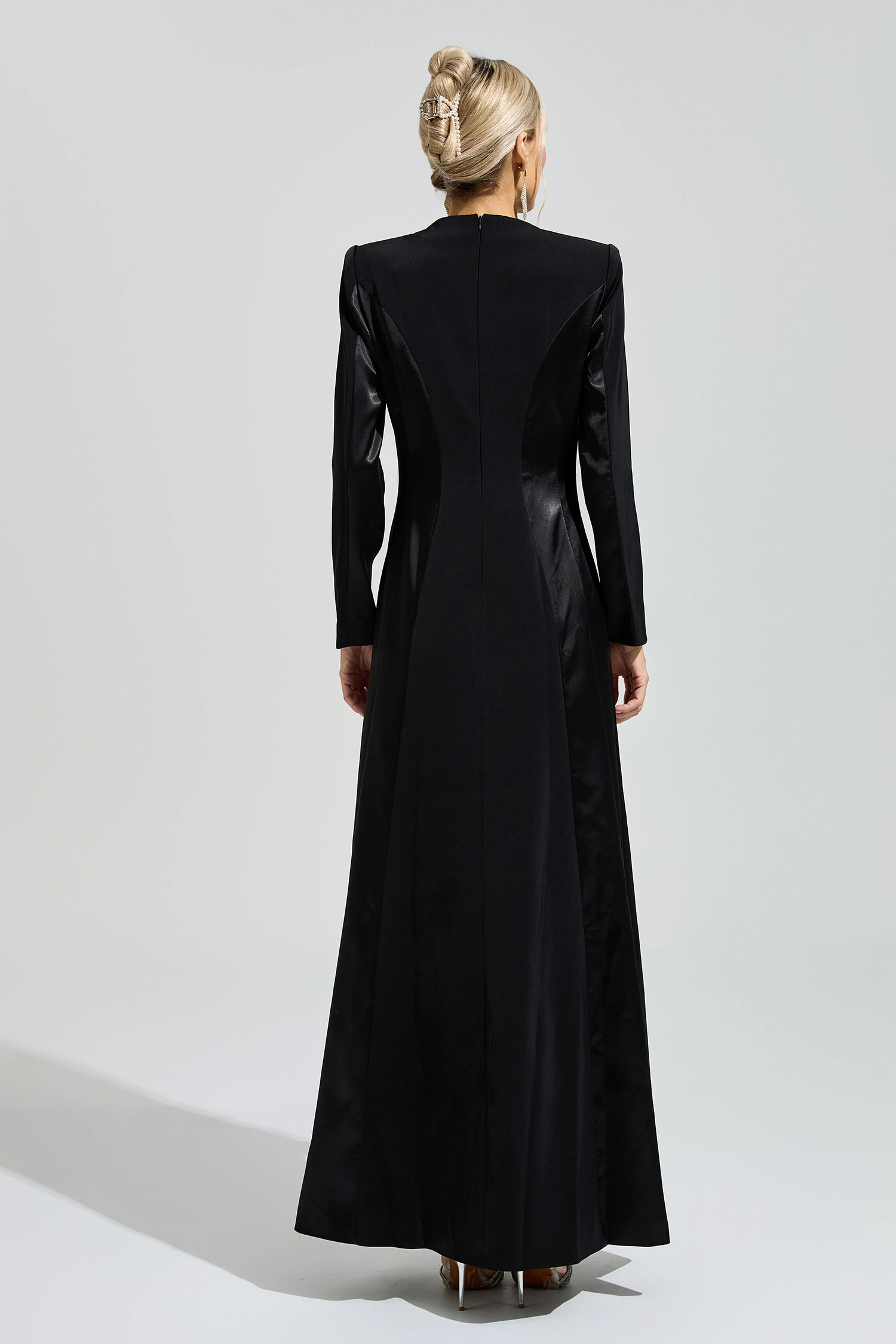 Sabin Black V-Neck Evening Dress