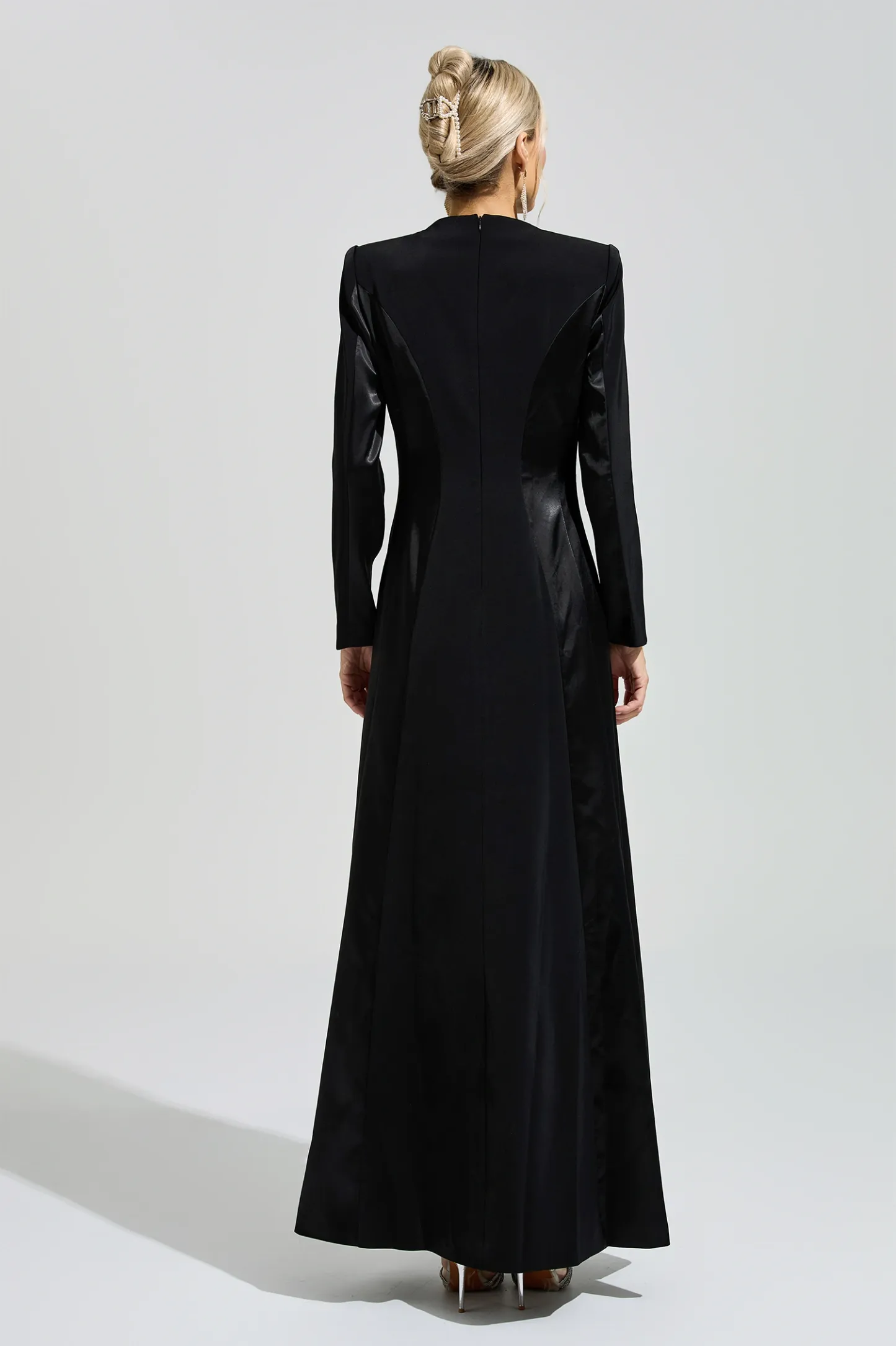 Sabin Black V-Neck Evening Dress