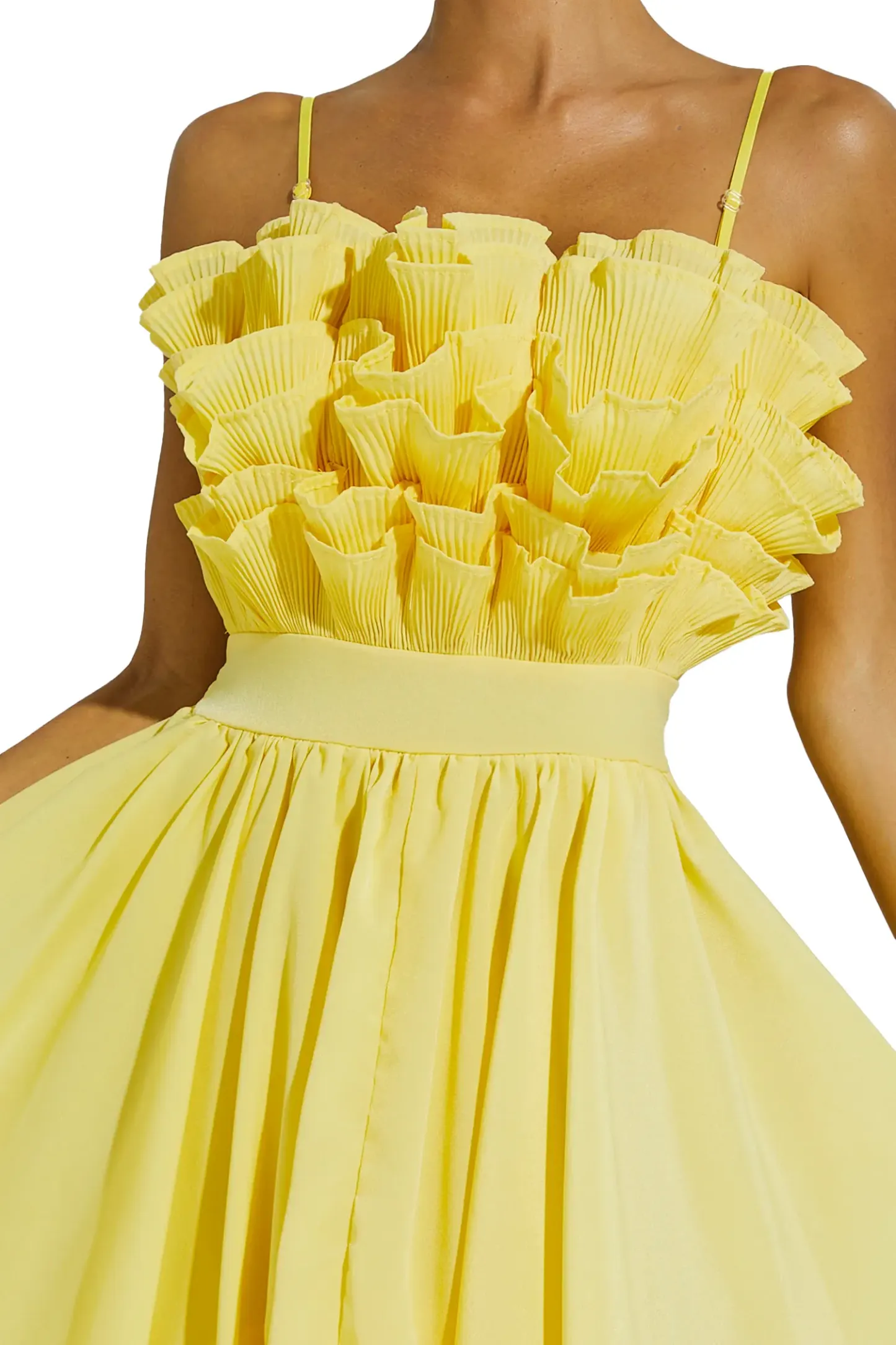 Daffodil Yellow Irregular Hem Midi Dress