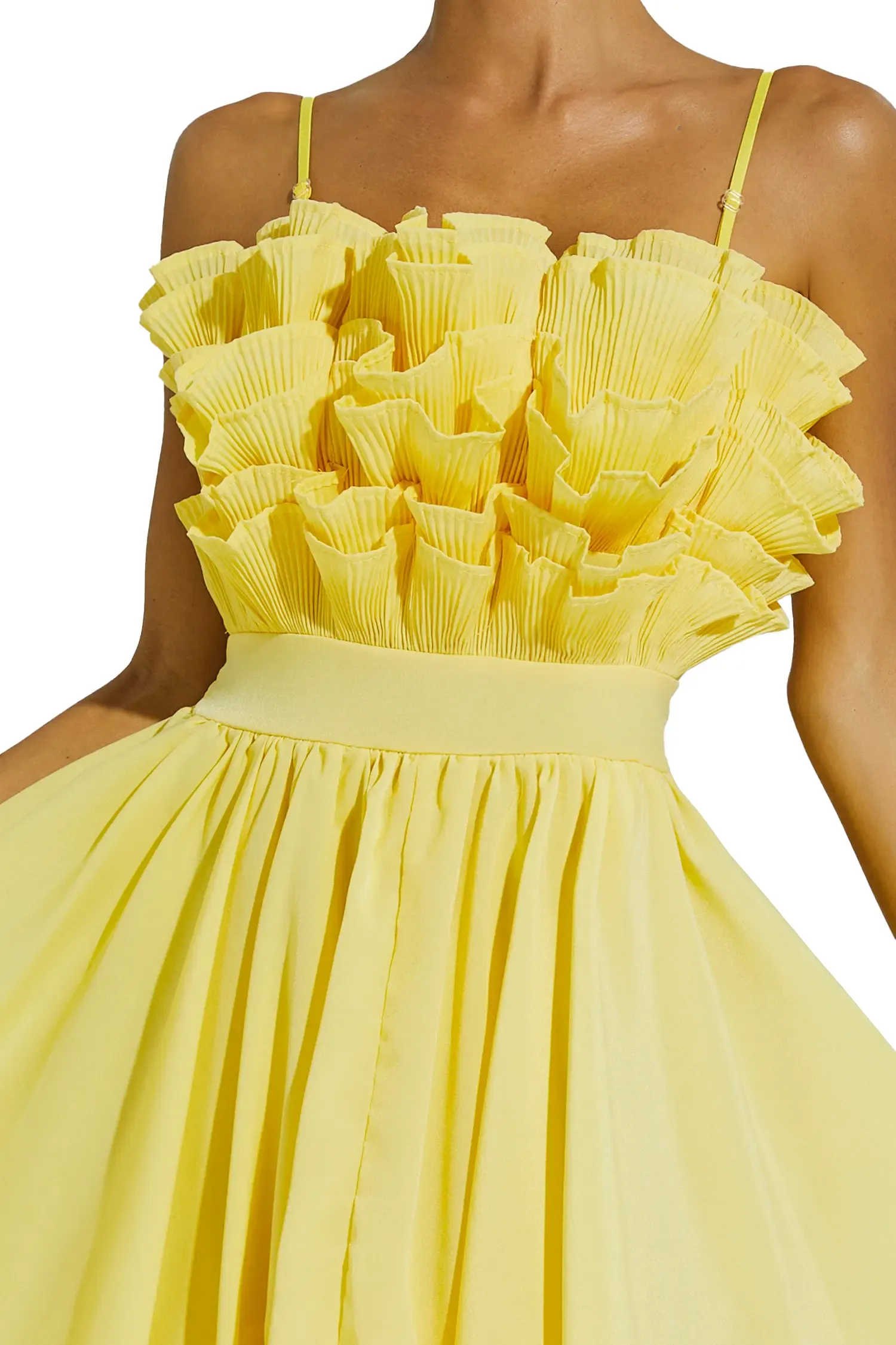 Daffodil Yellow Irregular Hem Midi Dress