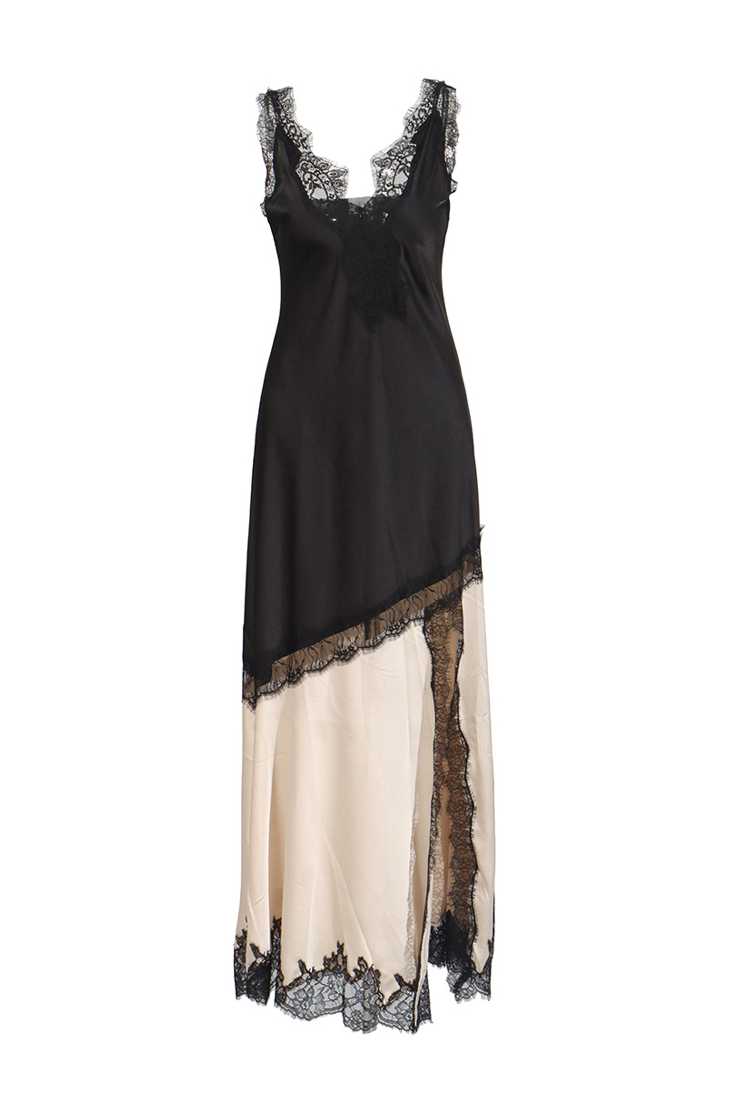 Bush Black Beige Contrast Lace Dress