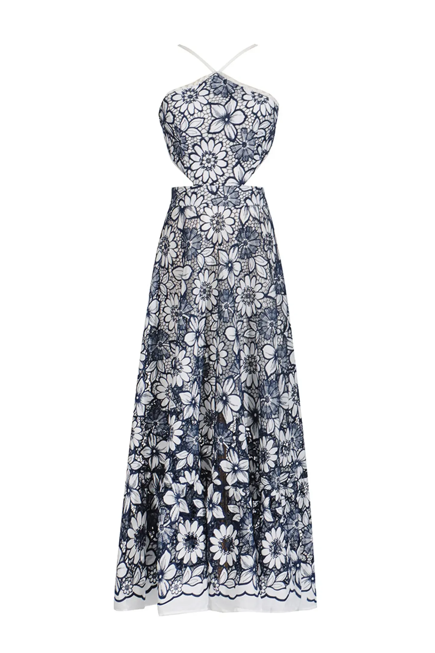 Valentine Blue Cut Out Halter Dress