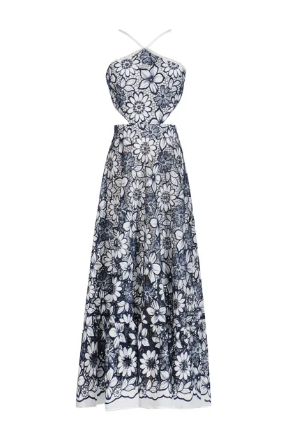 Valentine Blue Cut Out Halter Dress