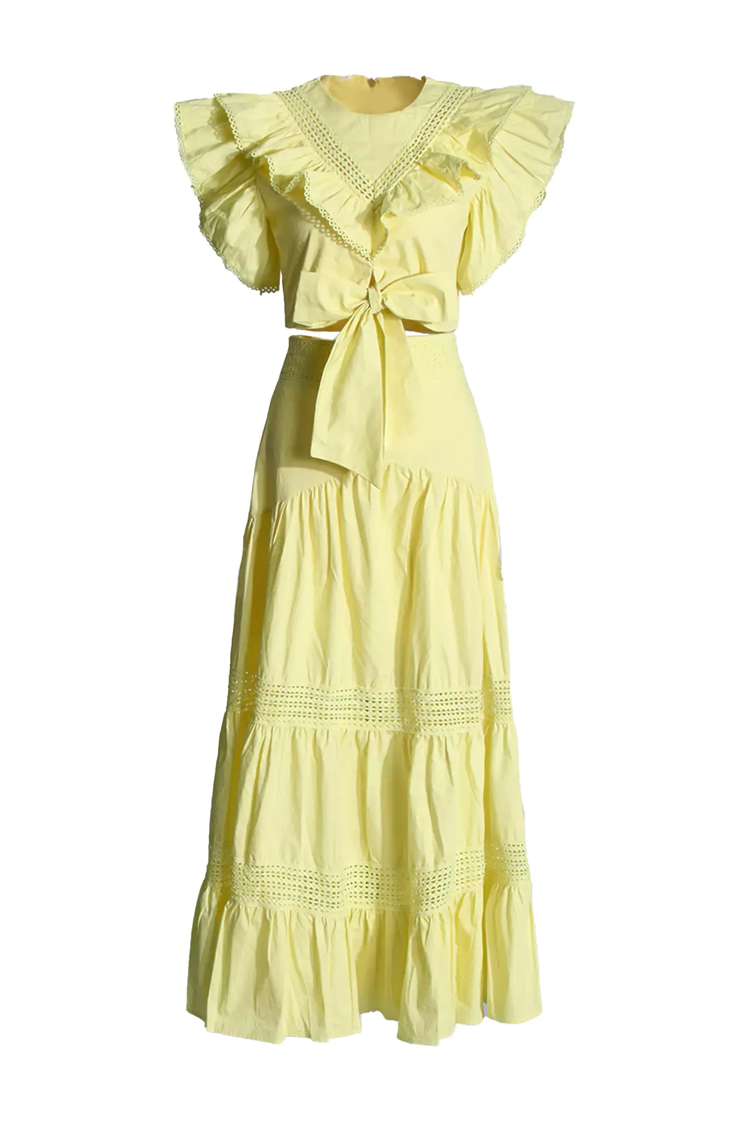 Coverdale Yellow Ruffled Sleeveless Set