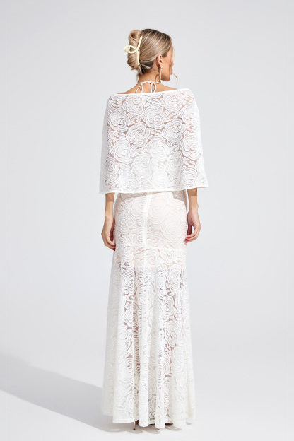 Ruby White Cape Maxi Dress