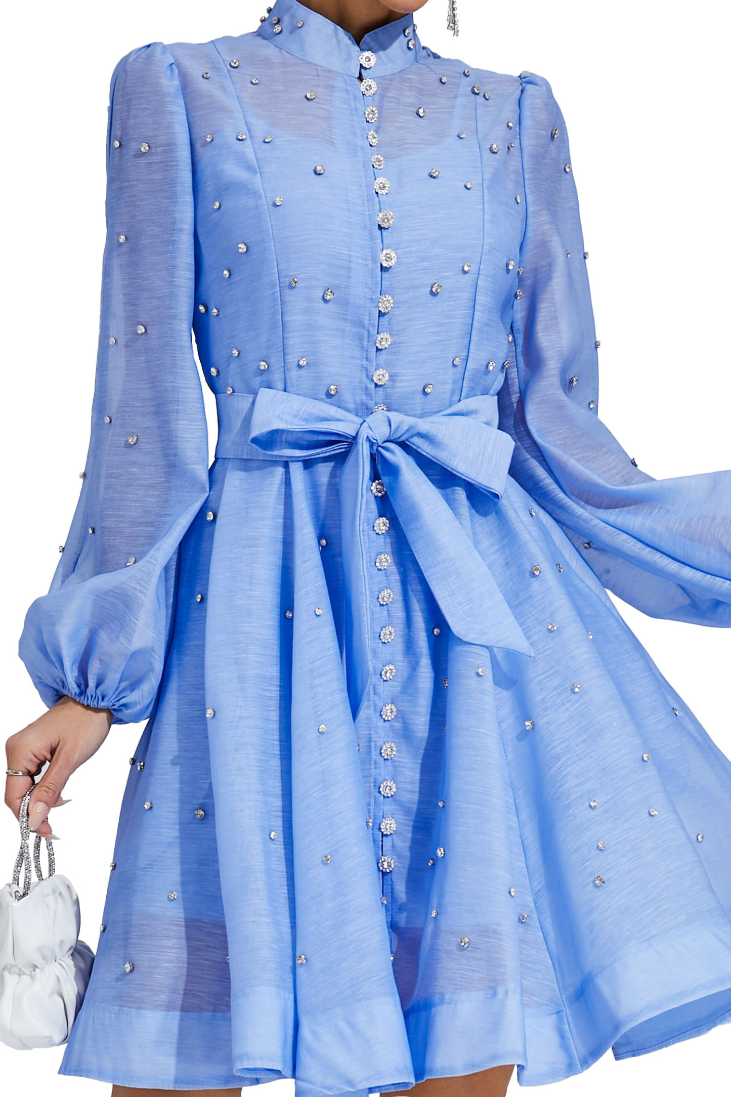 Bennett Blue Diamond Embellished Mini Dress