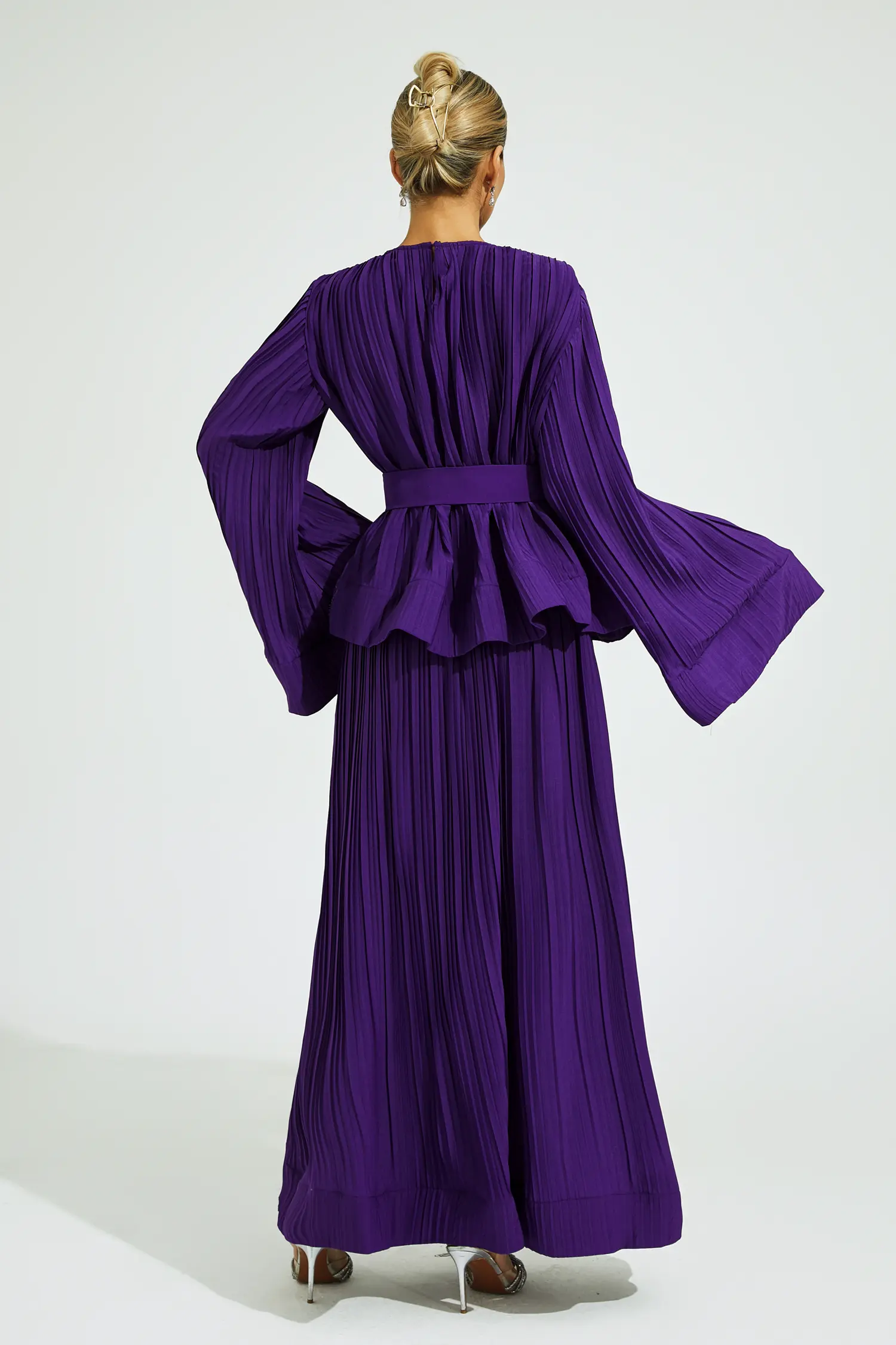 Eugen Purple Belted Ruffle Set