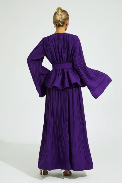 Eugen Purple Belted Ruffle Set